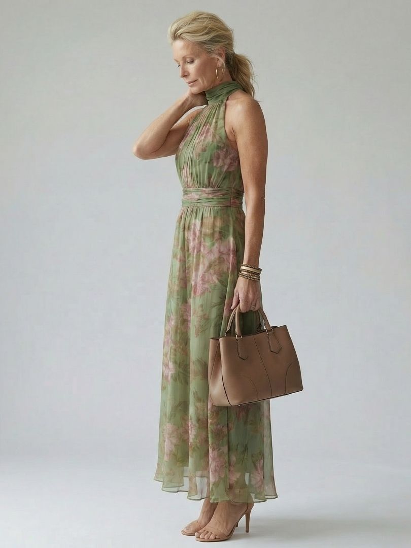 Mirelle | Gathered Halter Midi Kleid