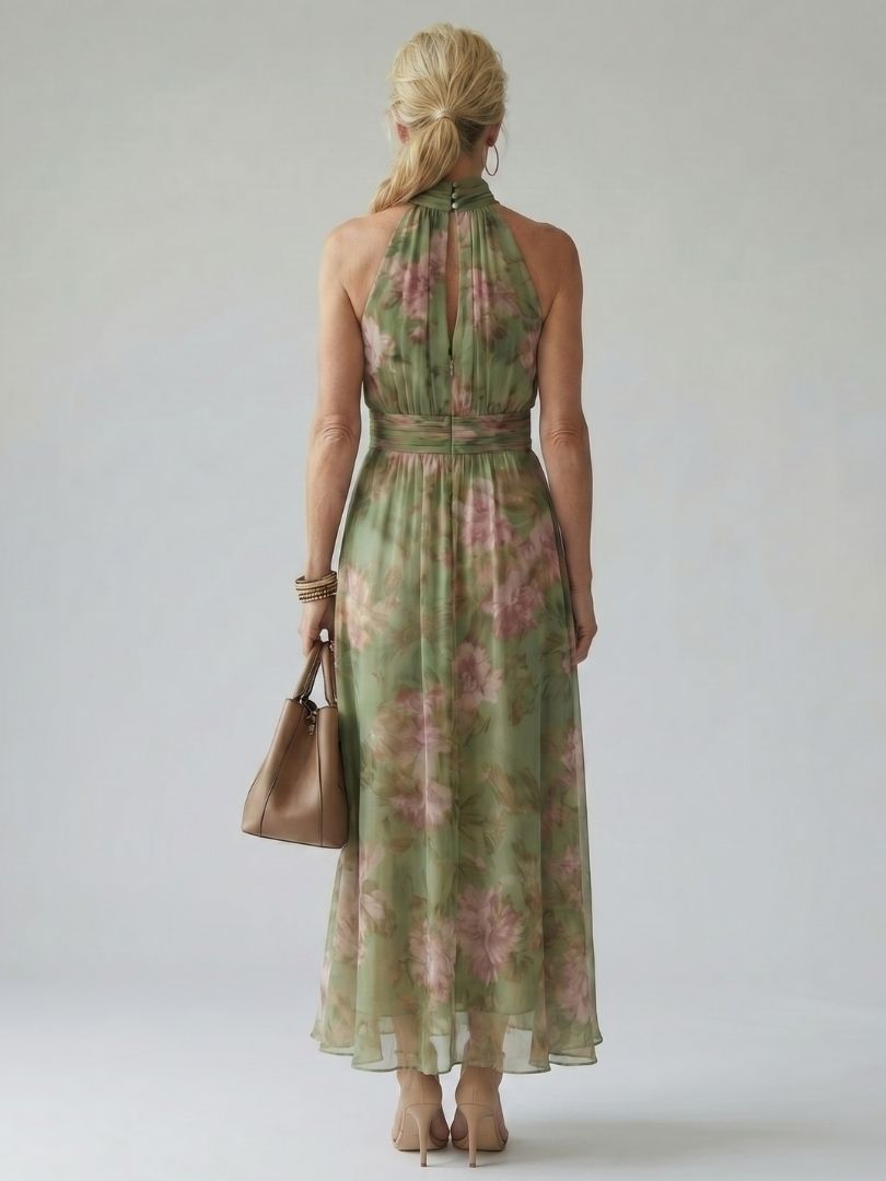 Mirelle | Gathered Halter Midi Kleid