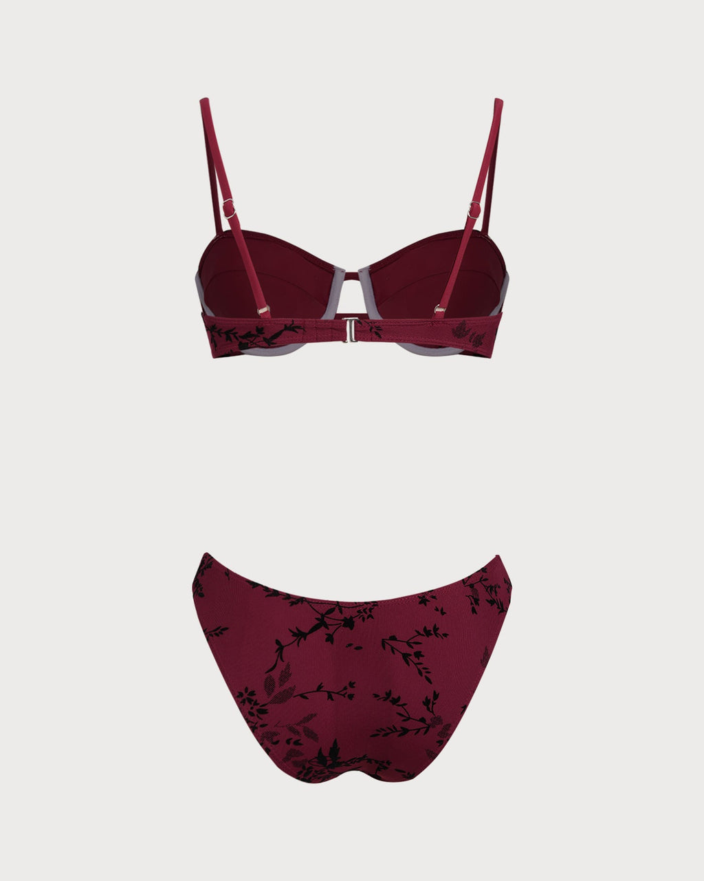 Crimson Floral Underwire Bikini Set