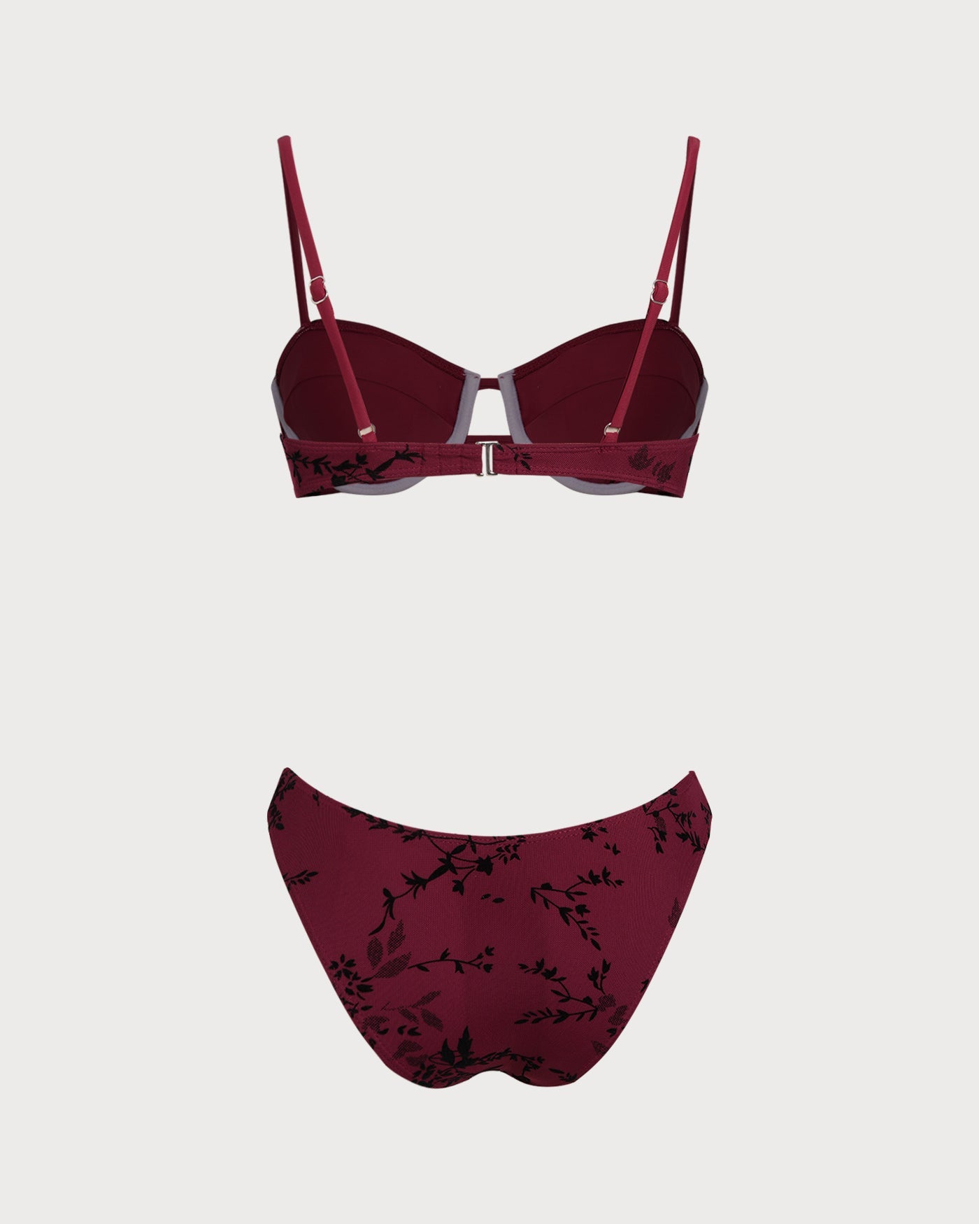 Crimson Floral Underwire Bikini Set
