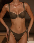 Underwire Bikini Set with Coffee Drawstring