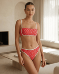Crimson Floral Bralette Bikini Ensemble