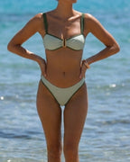 Green Two-Tone Bandeau Bikini Set