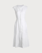 Classic Solid Color Midi Dress with Lapel