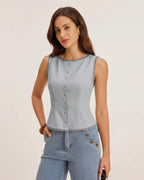 Light Blue Single-Breasted Waistcoat