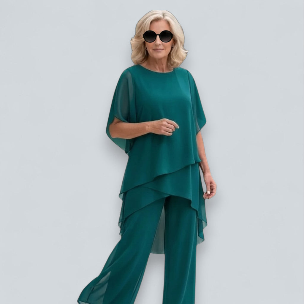 Saskia – Drapiertes Zweiteiliges Palazzo-Set