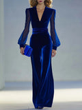 Sabrina – Samt-Jumpsuit mit transparenten Ärmeln