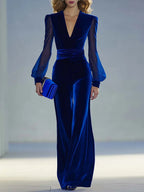 Sabrina – Samt-Jumpsuit mit transparenten Ärmeln