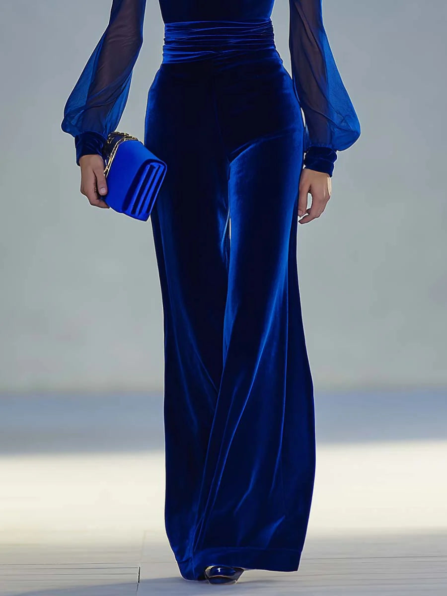 Sabrina – Samt-Jumpsuit mit transparenten Ärmeln
