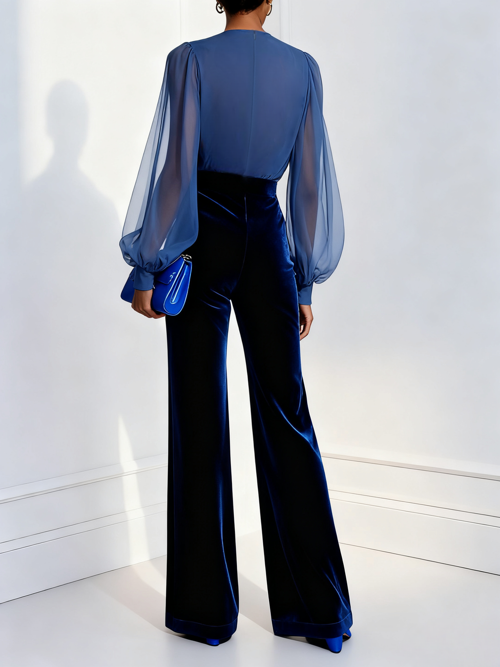 Megan – Eleganter blauer Mesh-Overall
