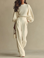 Livia - Ivory Ribbed Knit Set