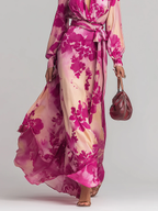 Julia | Rose Floral V-Neck Belted Maxi Dress