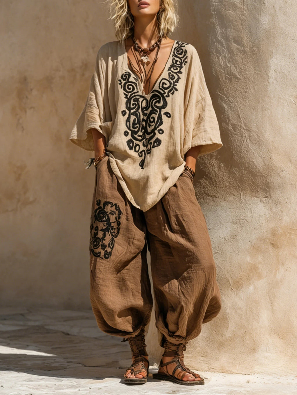 Margaret | Nomadisches Bohemian Kunstdruck Drei-Teile Set Outfit