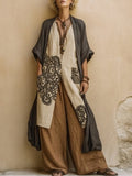 Sophie | Dunkelgrau & Braun Tribal-Print Drei-Teile-Set