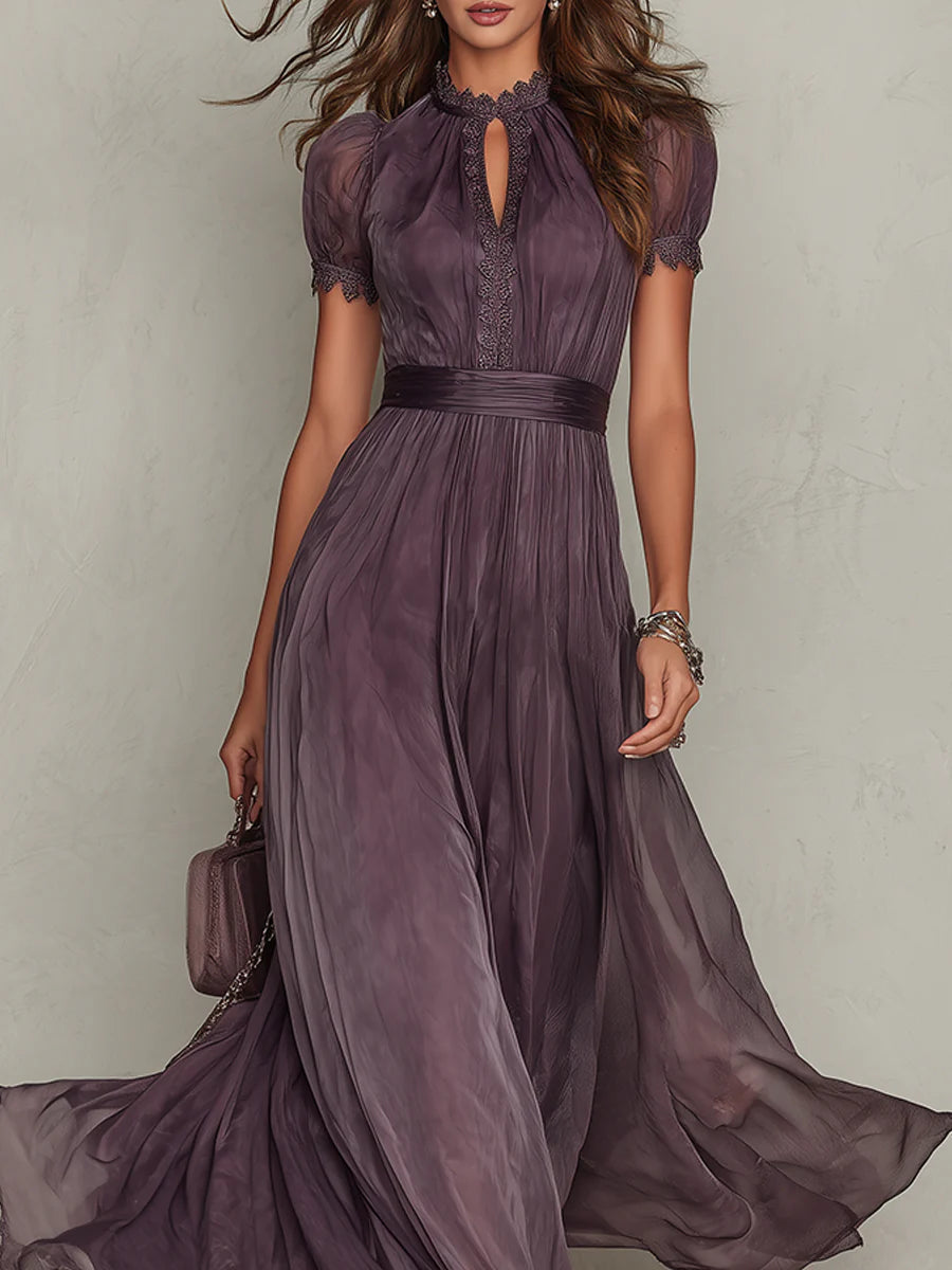 Olivia | Vintage Elegantes Chiffon Maxikleid