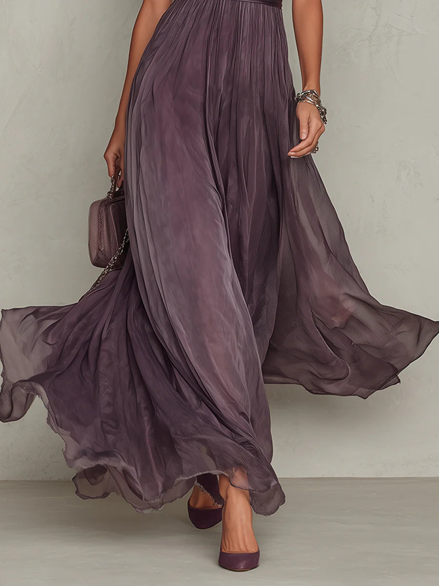 Ashley | Vintage Elegantes Chiffon Maxikleid