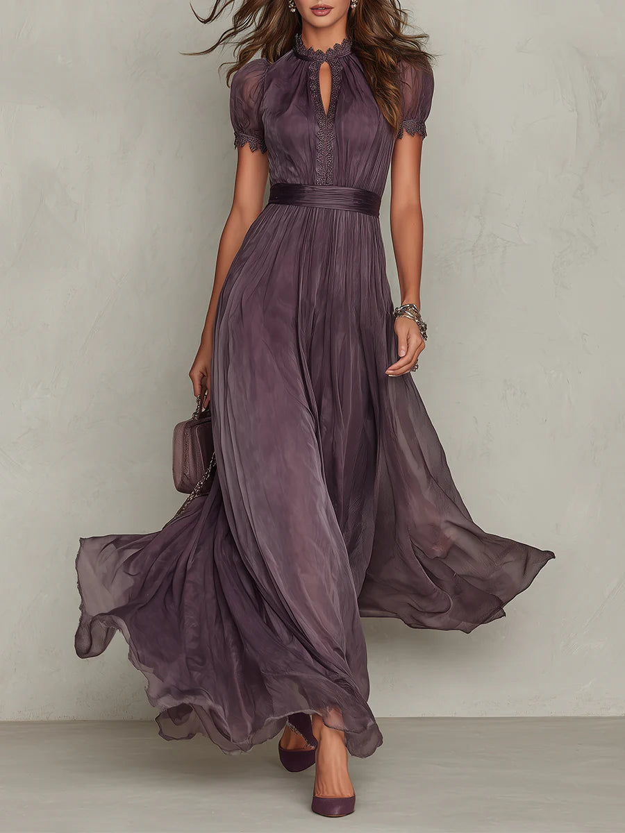 Olivia | Vintage Elegantes Chiffon Maxikleid