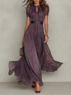 Olivia | Vintage Elegantes Chiffon Maxikleid