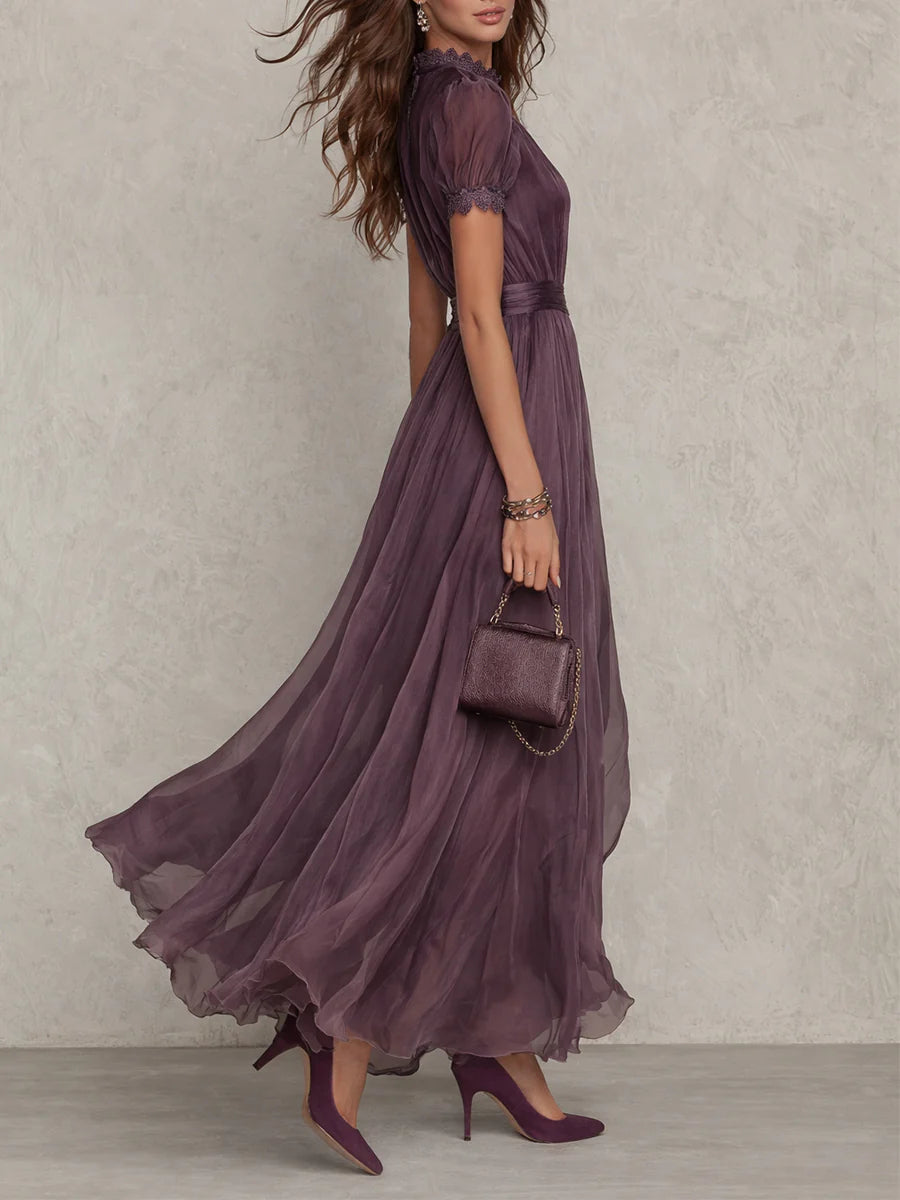 Olivia | Vintage Elegantes Chiffon Maxikleid
