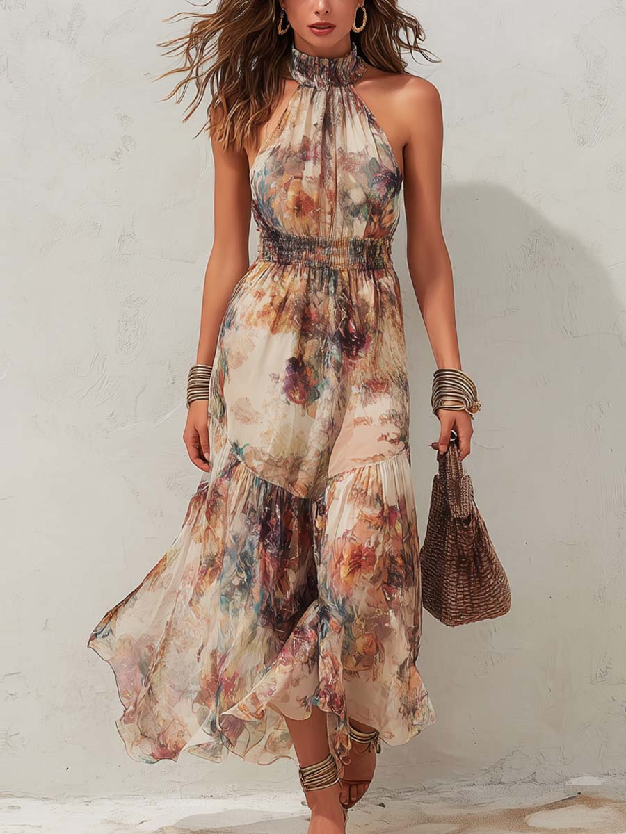 Chloe | Vintage Floral Soft Midi Kleid