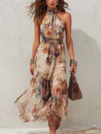 Chloe | Vintage Floral Soft Midi Kleid