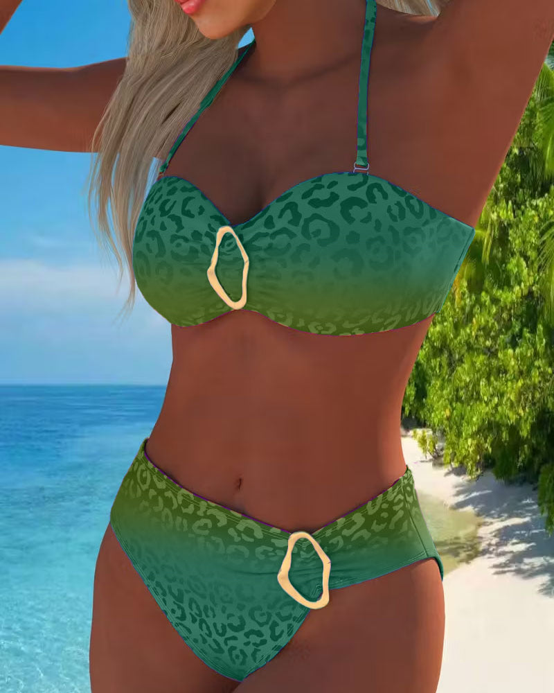 Sofia | Halterneck Leopardprint Gradient Badeanzug