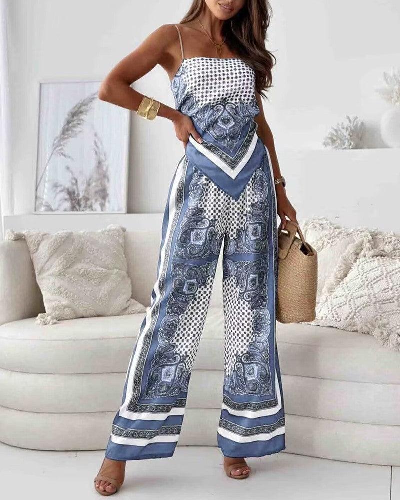 Helen | Urlaub bereit stilvolles Schnür-Top & Hose Zweiteiler Set Kleid