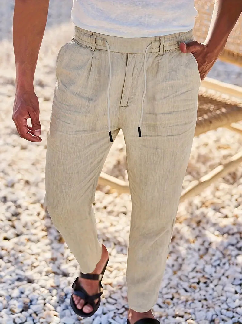 NICHOLS | WEITE LEINENHOSE MIT KORDEL