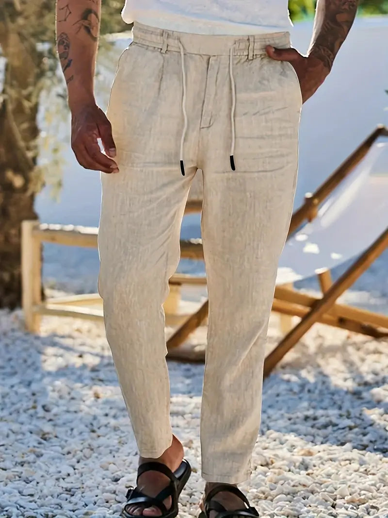 NICHOLS | WEITE LEINENHOSE MIT KORDEL