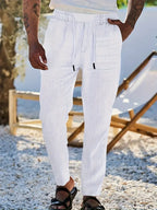 NICHOLS | WEITE LEINENHOSE MIT KORDEL