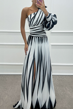 Shiloh - Elegantes Maxikleid mit Streifen und einem Schulterträger
