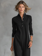 Sweat Maxi Kleid Knopfkragen