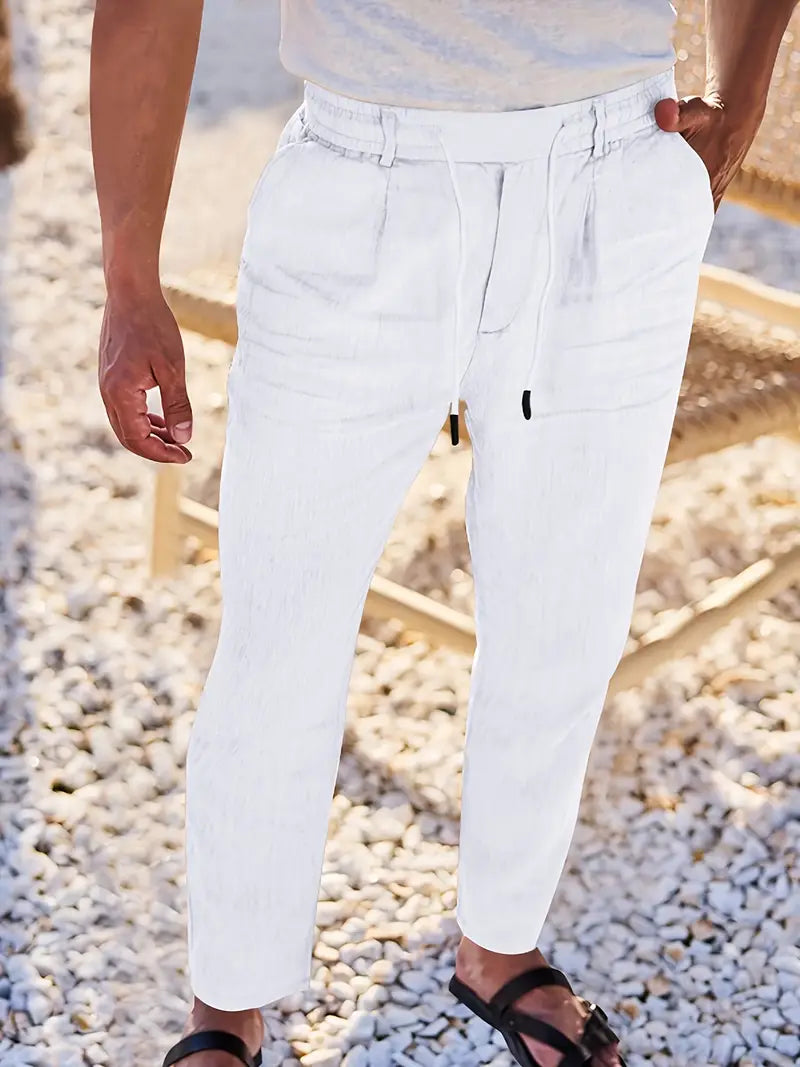 NICHOLS | WEITE LEINENHOSE MIT KORDEL