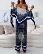 Helen | Urlaub bereit stilvolles Schnür-Top & Hose Zweiteiler Set Kleid