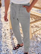 NICHOLS | WEITE LEINENHOSE MIT KORDEL
