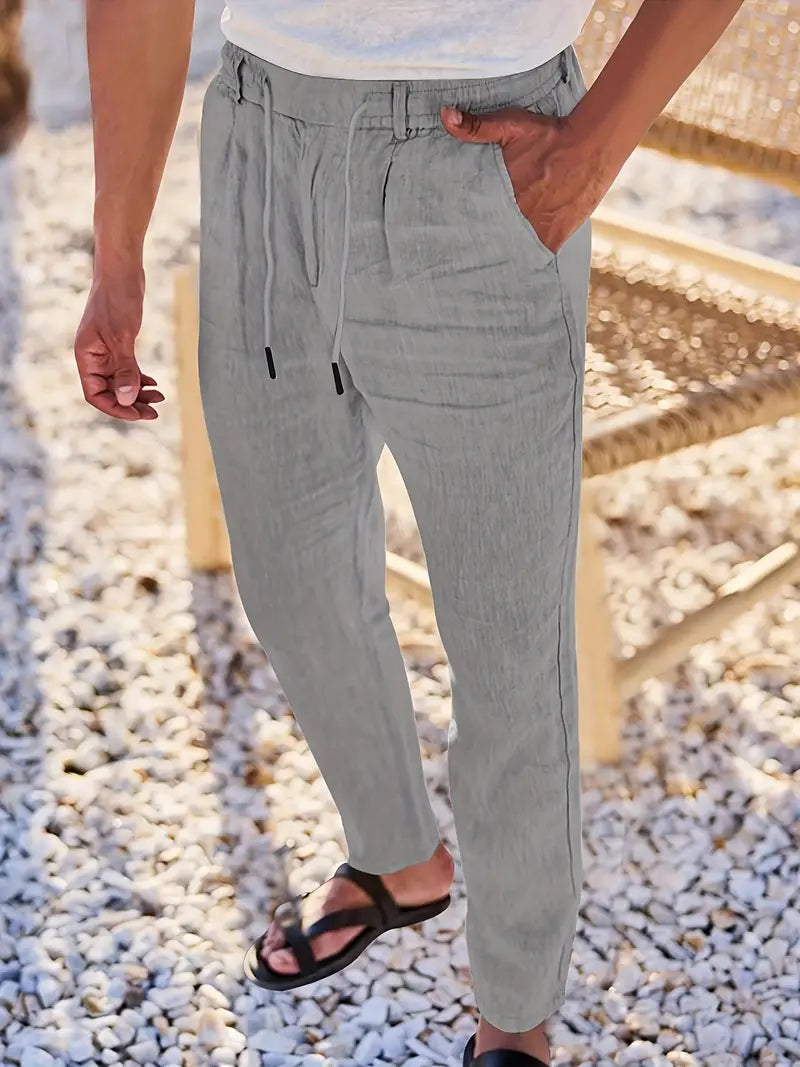 NICHOLS | WEITE LEINENHOSE MIT KORDEL