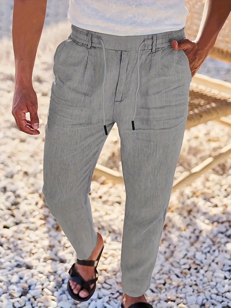 NICHOLS | WEITE LEINENHOSE MIT KORDEL