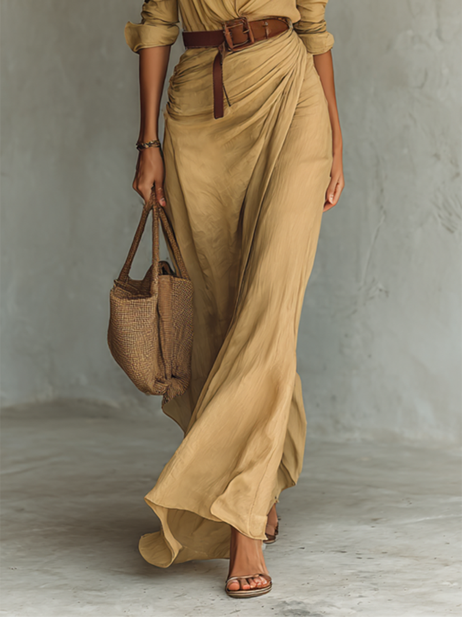 Marie | Maxi Kleid Reverskragen Lange Ärmel