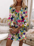 Tabithea | Florales V-Ausschnitt Kleid