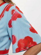 Corinne | V-Ausschnitt Kurzarm Blumen Maxikleid