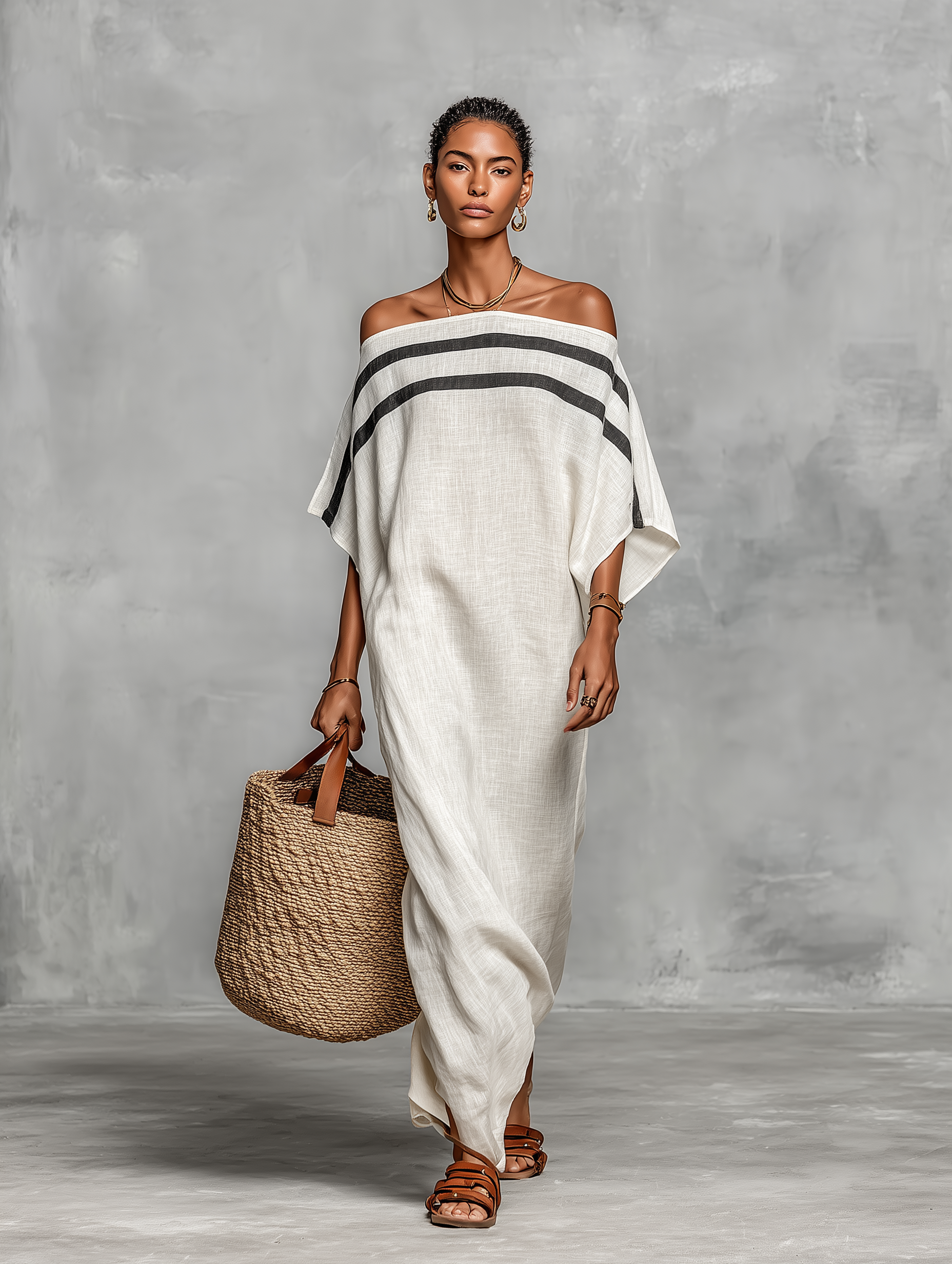 Sophie | Leinen Off-Shoulder Maxikleid