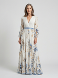 Lavinia | Maxikleid mit langen Ärmeln und V-Ausschnitt in Blumenmuster