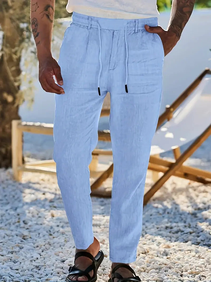 NICHOLS | WEITE LEINENHOSE MIT KORDEL