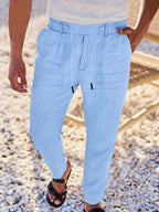 NICHOLS | WEITE LEINENHOSE MIT KORDEL
