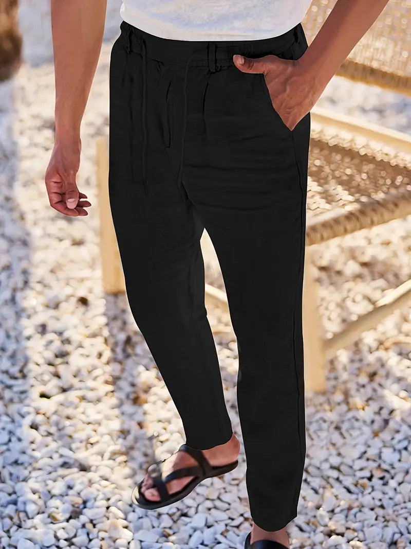 NICHOLS | WEITE LEINENHOSE MIT KORDEL