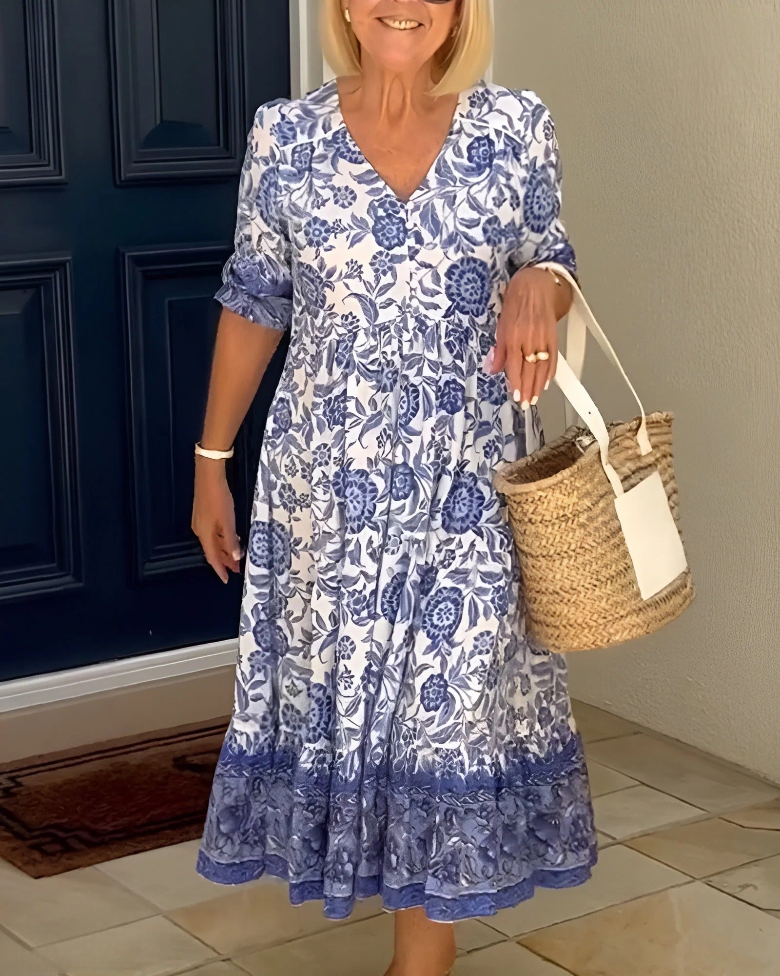 Lunah | Florales V-Ausschnitt Kleid