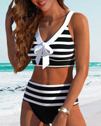 Laluna® | Gestreifter Bikini mit hoher Taille