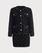Argyle Cardigan and Mini Skirt Ensemble