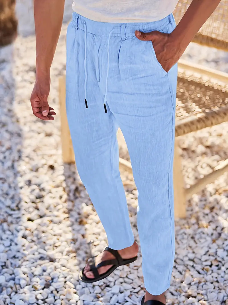 NICHOLS | WEITE LEINENHOSE MIT KORDEL