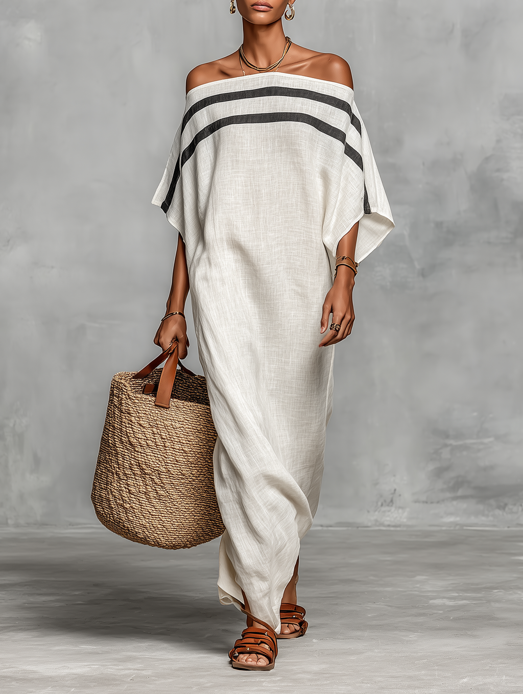 Sophie | Leinen Off-Shoulder Maxikleid